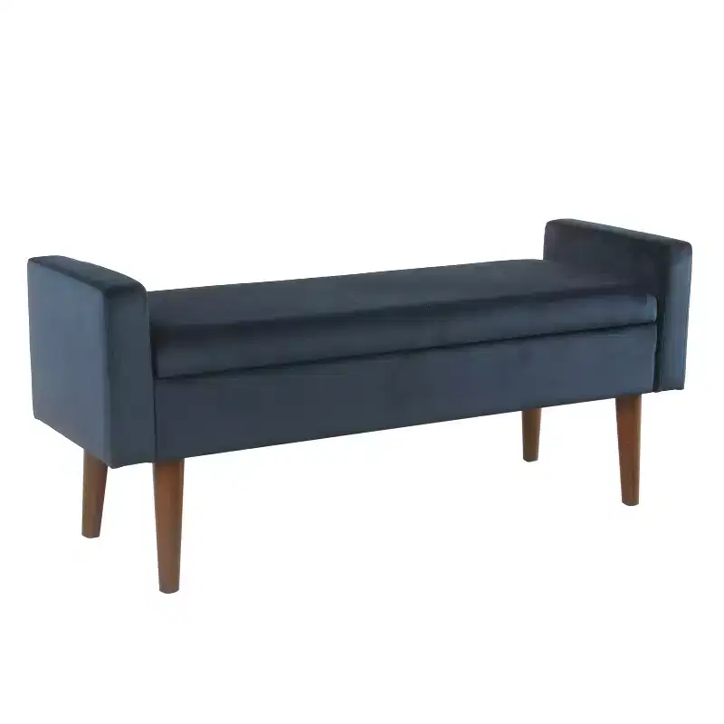 Storage Bench with Mid-Century Style & Tapered Legs