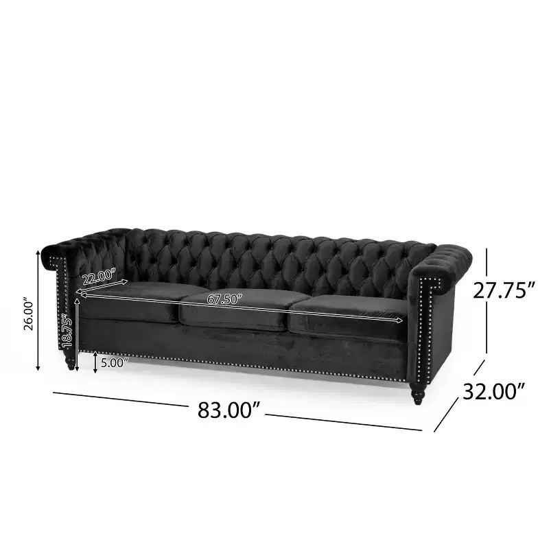 Christopher Knight Home Parkhurst 3 Seater Sofa with Nailhead Trim