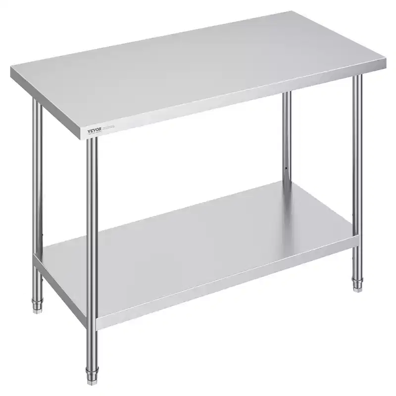 Stainless Steel Prep Table 24''x48''x34'' with Adjustable Shelves