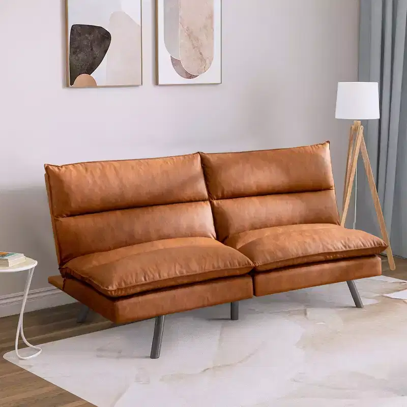 Dyonery 71.3 in Convertible Futon Sofa Bed,Memory Foam Futon Couch with Adjustable Backrest,Folding Small Loveseat Sleeper Recliner for Living Room