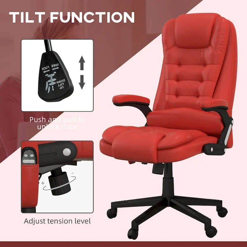 HOMCOM High Back Vibration Massage Office Chair with 6 Vibration Points, Beige