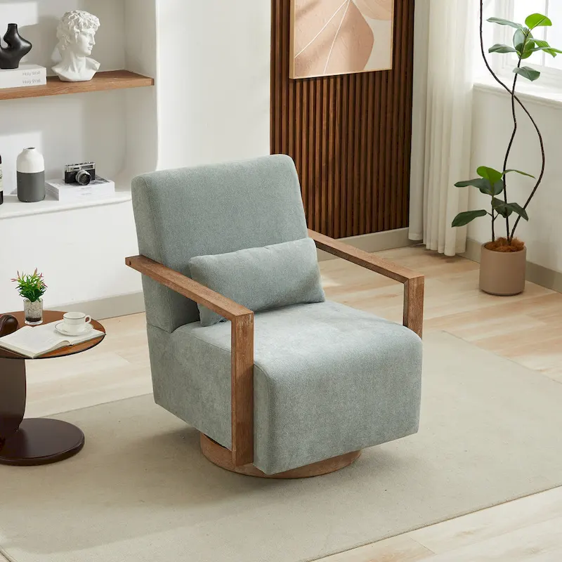 30.31 Linen Blend Upholstered 360 Swivel Accent Chair