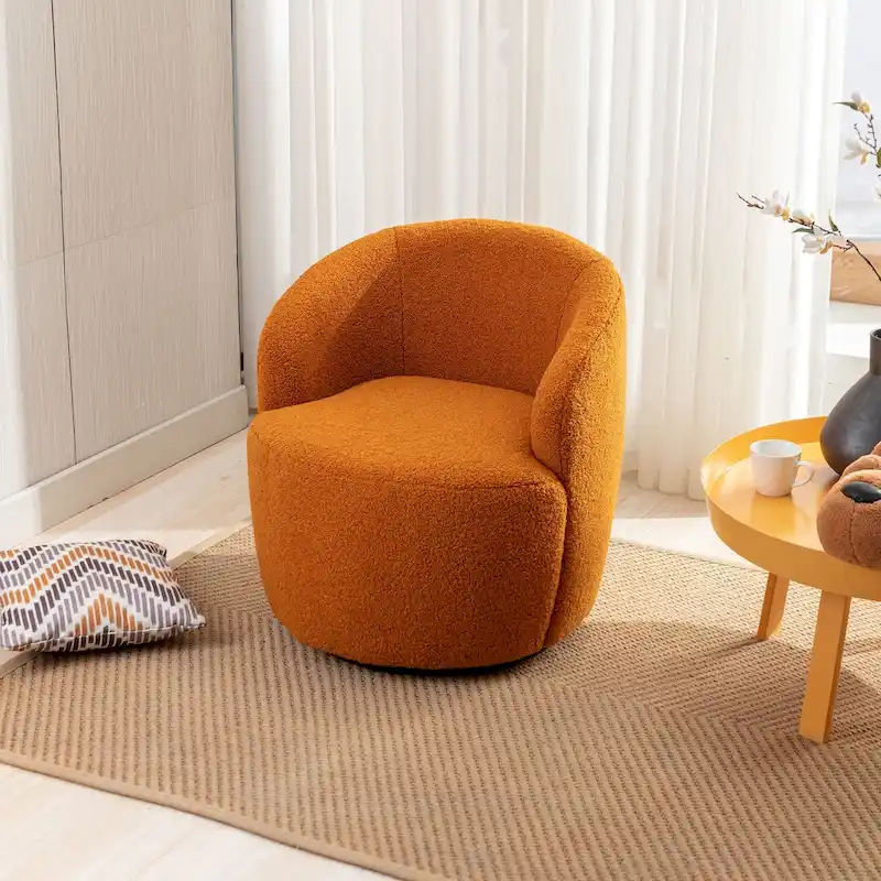 Swivel Accent Armchair Barrel Chair with Black Powder Coating, Blue