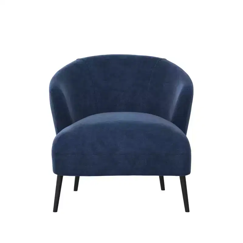 Navy / Tan Upholstered Barrel Accent Chair, Mid-Century Style, Seats 1