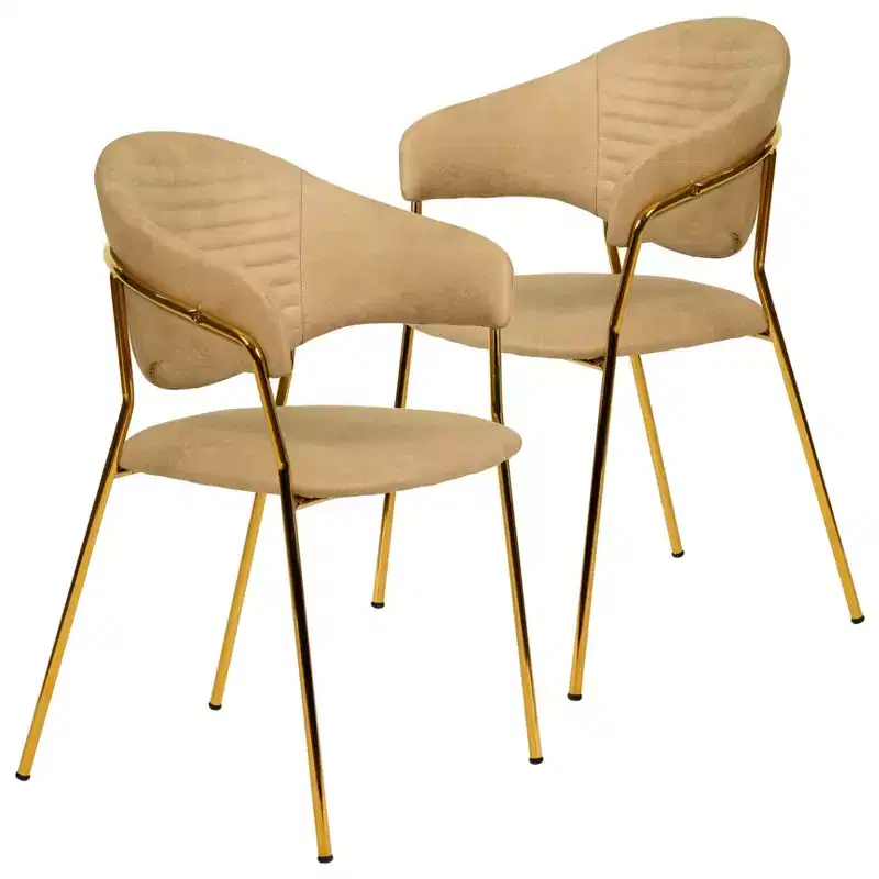 Upholstered Dining Chair Set of 2 Velvet Camelback Stainless Steel Legs 330 lbs