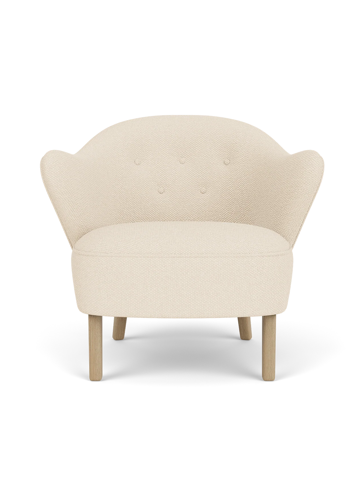 Textile Upholstered Lounge Chair with Sculptural Armrests for Living Room