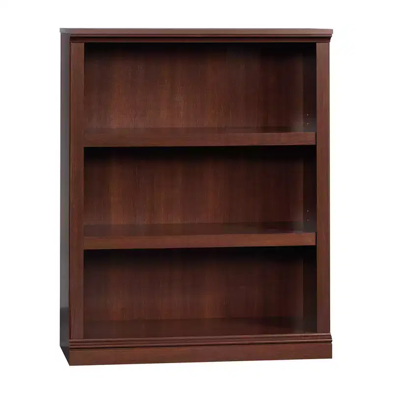 Sauder 43.78 3 Shelf Bookshelf Cherry: Mid-Century Modern, Adjustable, Particle Board Construction: Home Office Storage