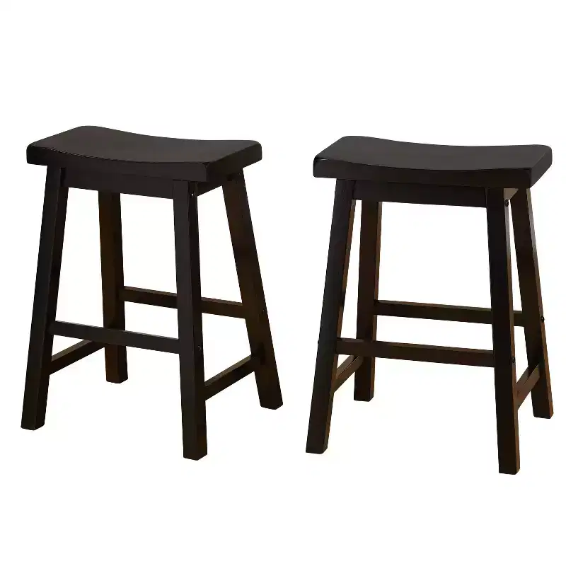 Buylateral 5pc Belfast Counter Height Square Dining Set with 4 Saddle Stools Black