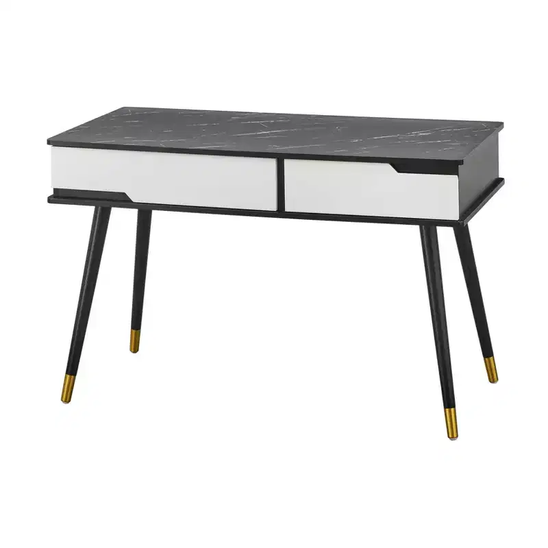 2-Drawer Mid-Century Modern Desk – Black