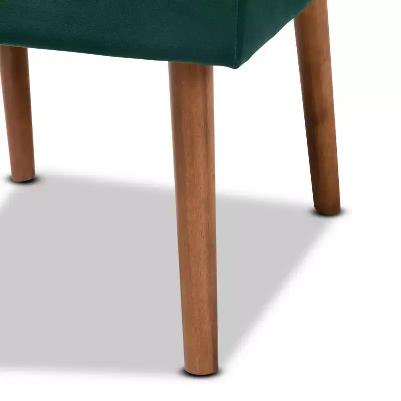 Velvet Upholstered and Wood Dining Chair -