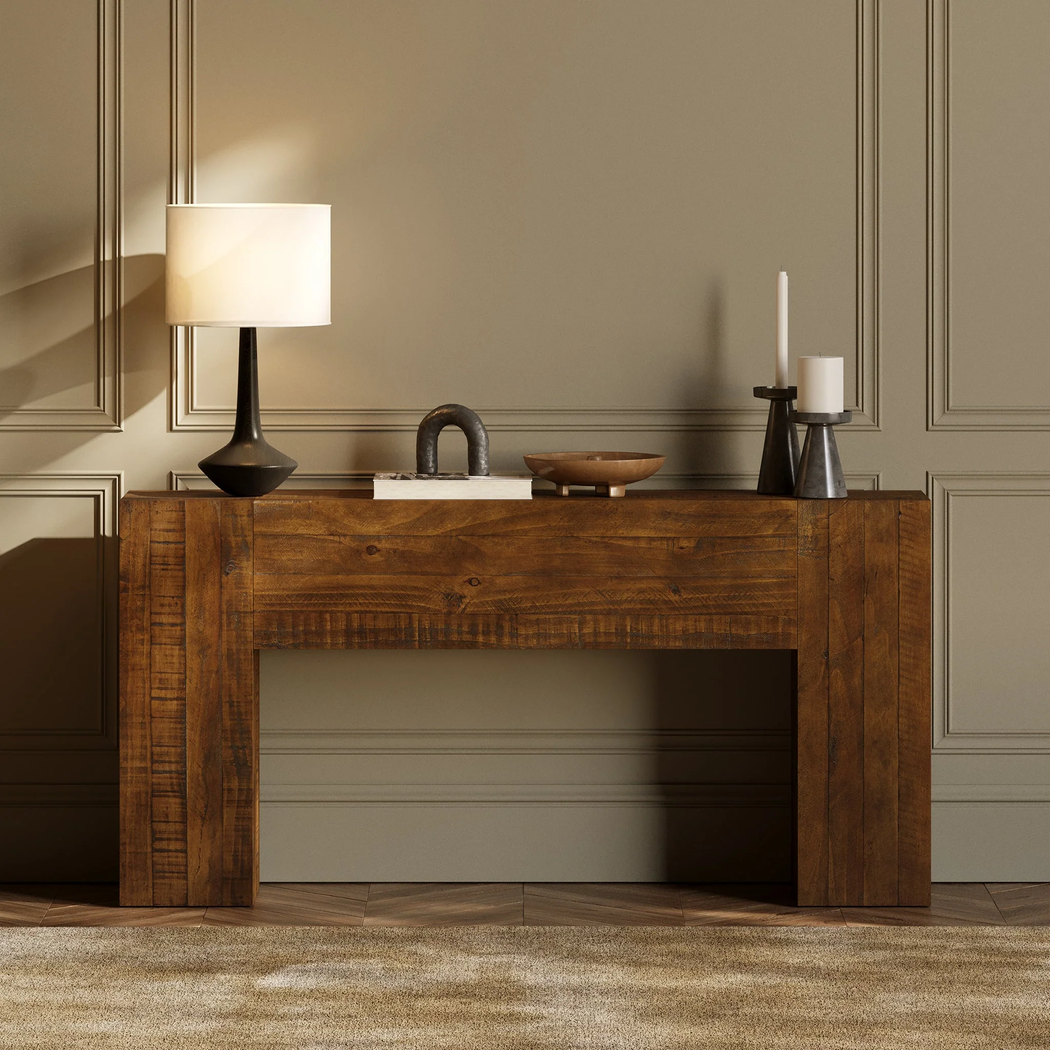 Modern Walnut Walnut Wood Console Table for Entryway or Living Room