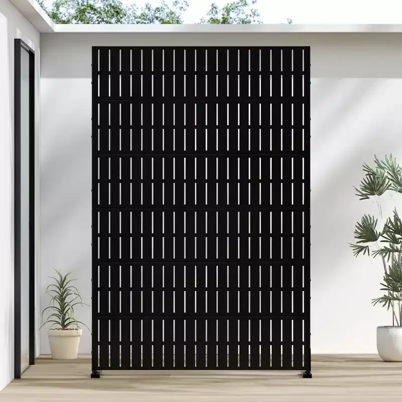 Black Galvanized Steel Fence Screen 183*120*41cm