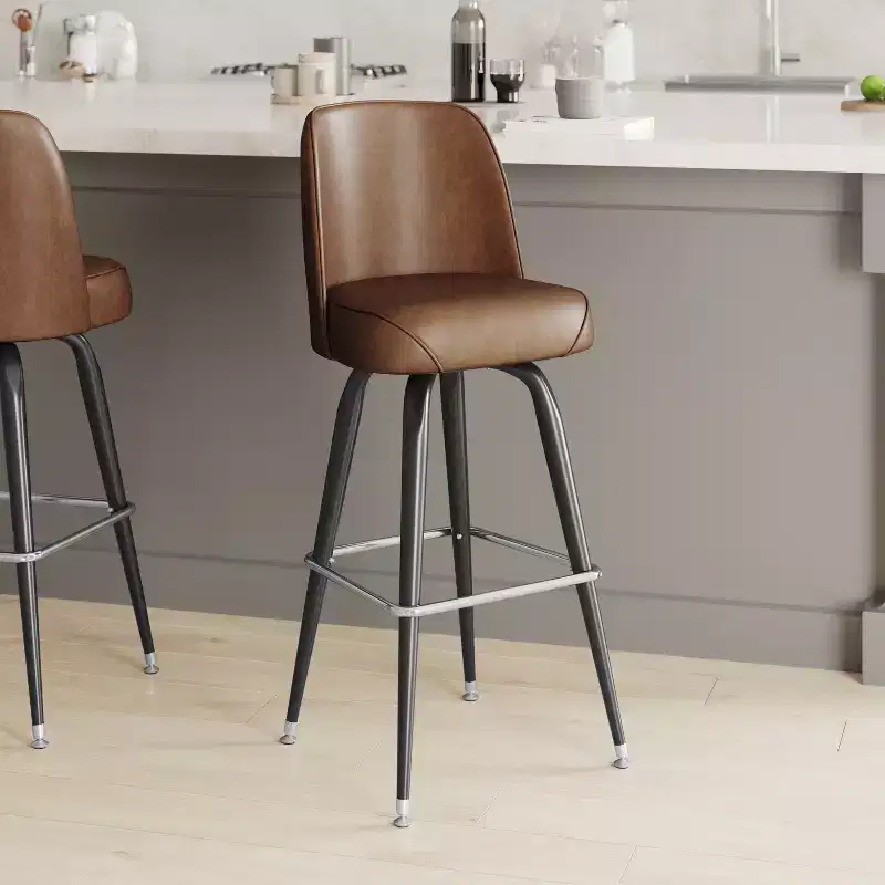 Emma and Oliver Metal Barstool with Swivel Bucket Seat