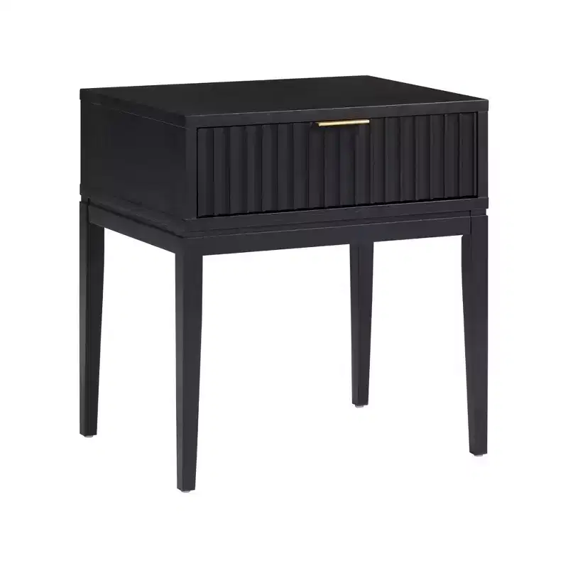Nathan James Jasper Wood Fluted Nightstand Black