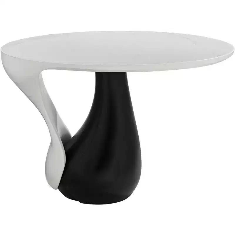 Dali Melt Modern Black Oval Coffee Table 27 1/2 x 17 1/2 White Marble Tabletop and Side for Living Room Bedroom House