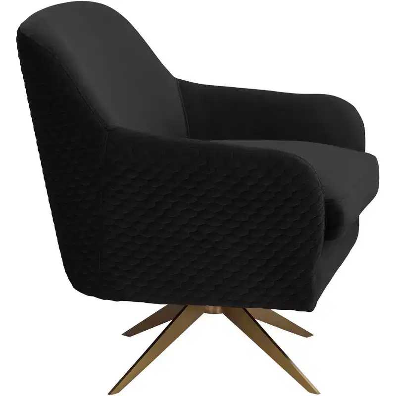 Studio 55D Ames Quilted Onyx Velvet Swivel Chair