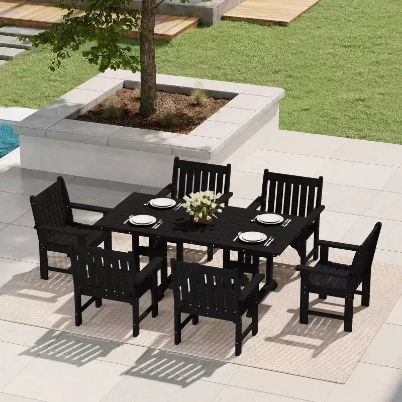 WestinTrends Malibu 7-Piece HDPE Outdoor Dining Patio Table and Chairs Set
