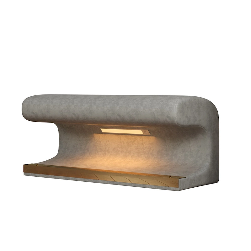 37W Entryway Bench Leather Upholstered Ottoman with LED