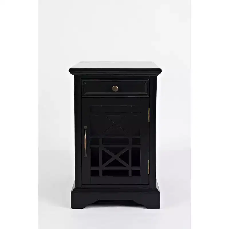 Black Acacia USB Charging Chairside End Table