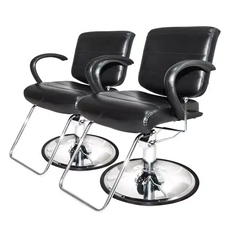 2 Pack Salon Chairs, 360 Degree Swivel Seat, Black