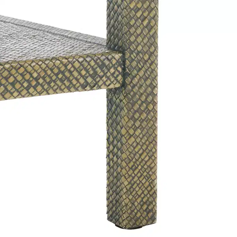 1-Drawer 1-Shelf Water Hyacinth Accent Table, Natural Finish, 16.94 lbs Capacity