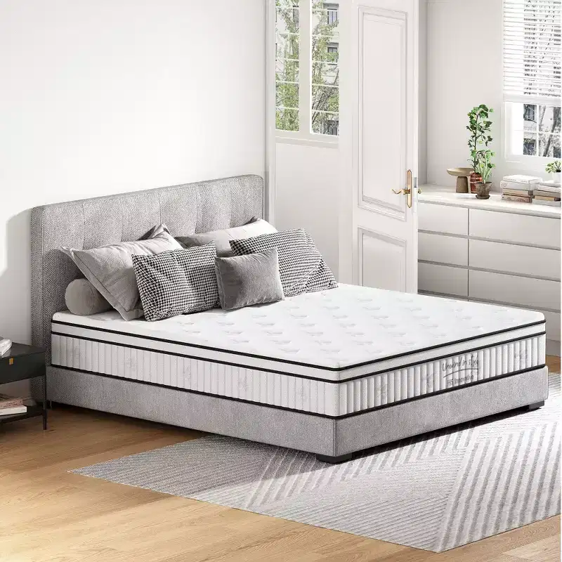 Medium Firm Mattress, Hybrid Mattress with Memory Foam and Pocketed Innerspring, Mattress in a Box for Kids, Adults