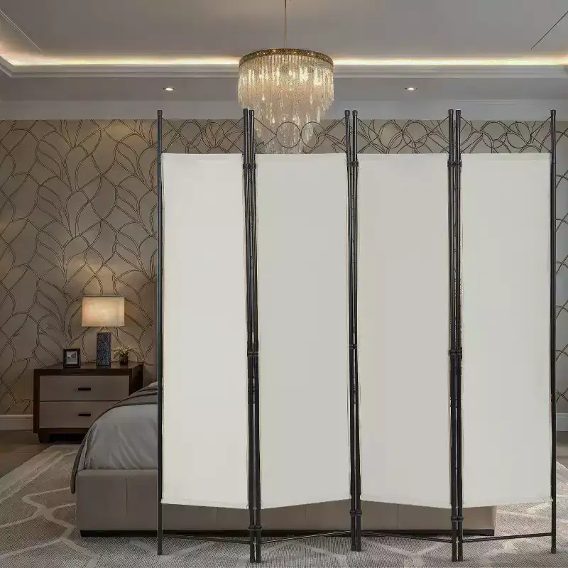 Room Divider 4 Panel Folding Privacy Screen 5.6FT Freestanding Partition Wall Divider