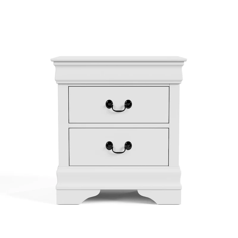 Traditional Solid Wood 2-Drawer Nightstand