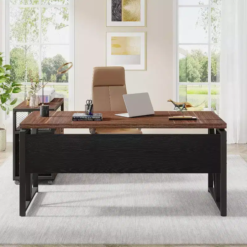 Lantine 63 L Shaped Executive Desk with Drawer Cabinet