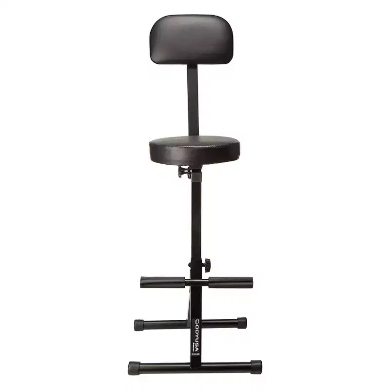 DJ Musician Performer Padded Stool Chair Adjustable Height with Backrest Black
