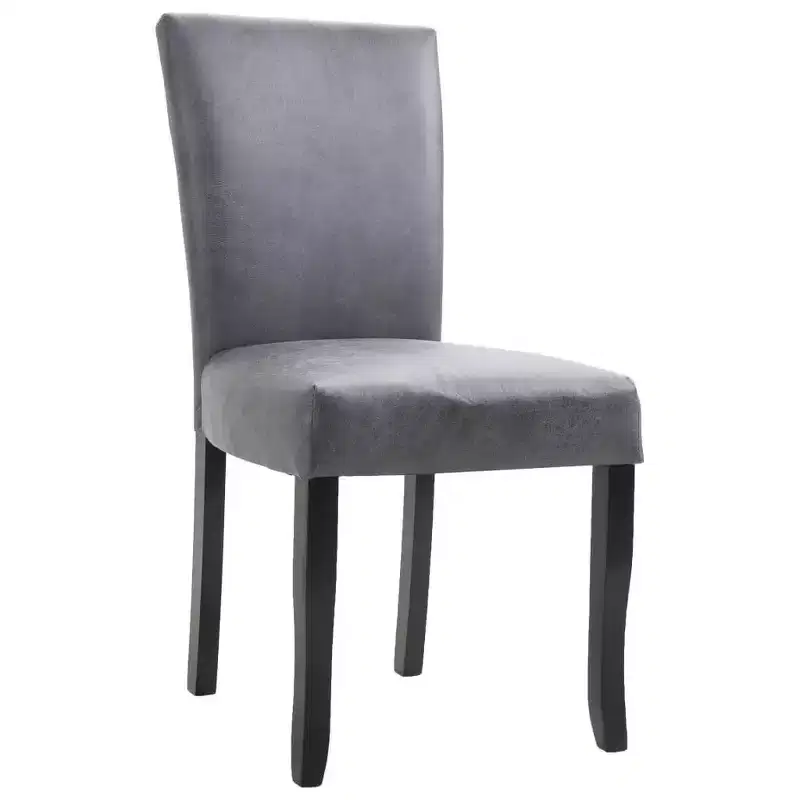 vidaXL Dining Chair Set of 2 Gray Faux suede leather, Wood Standard