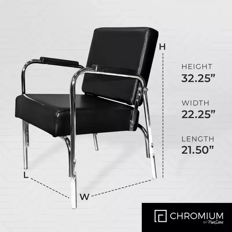 PureSana Chromium Ella Professional Auto Reclining Vinyl Shampoo Chair, Anastasia Vinyl Professional Platform Hair Dryer Chair, Black