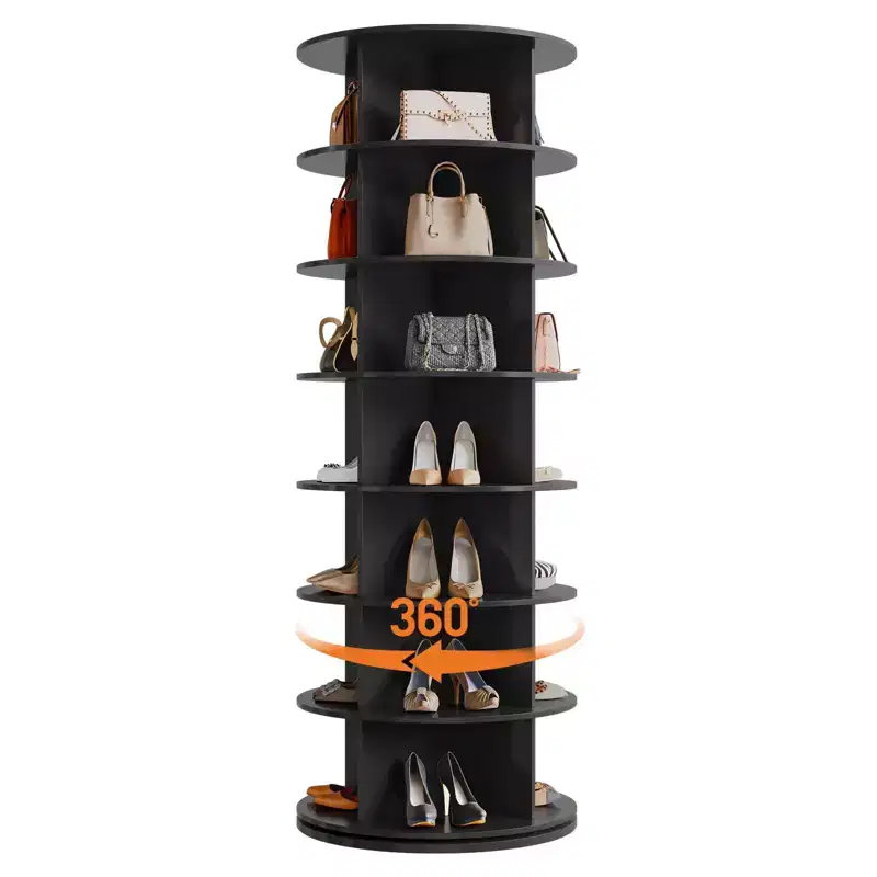 Shoe Rack Tower, Standing Spinning Shoe Organizer, Vertical Spinning Shoes Display, Shoes Rack Storage Round Carousel Shoes Closet Organization
