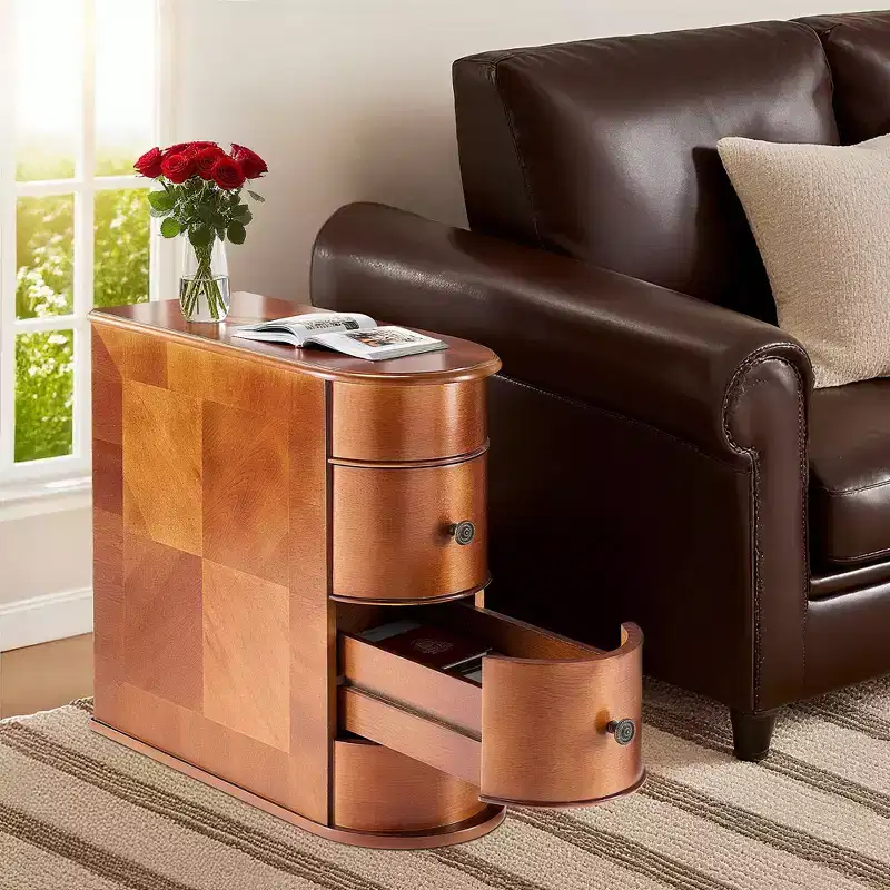 MAYEERTY Side End Table with 2 Drawers Tall Nightstand Vintage Bedside Tables No Assembly