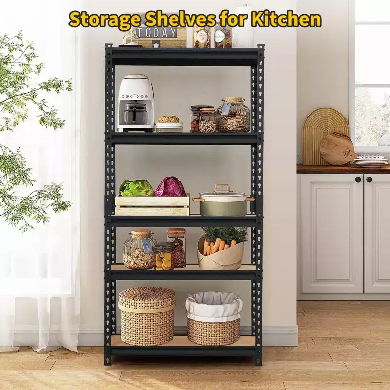 Heavy Duty Storage Shelves - 5 Tier , Adjustable Garage Storage Shelving, Metal Storage Utility Rack Shelf Unit