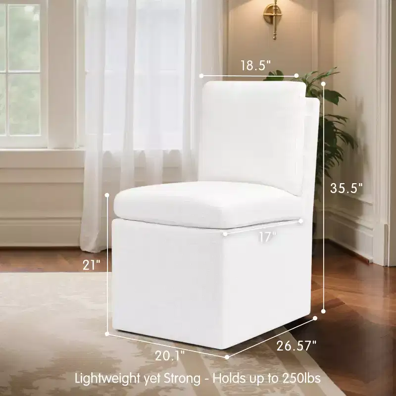 Subrtex Upholstered Dining Chairs with Casters, Modern Single Sofa Chair with Slient Wheels for living room, Arrived Assembed, Oatmeal