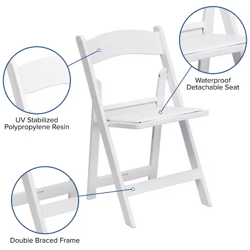 Emma and Oliver 2 Pack Wedding Party Event Resin Folding Chair with Vinyl Padded Seat