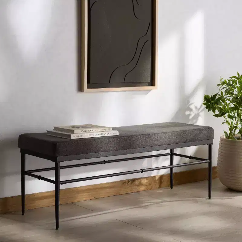Linen & Metal Bench