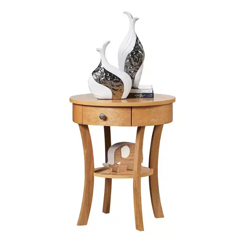 1 Drawer End Table with Shelf, Rubberwood Accent Table with Concealed Storage for Living Room