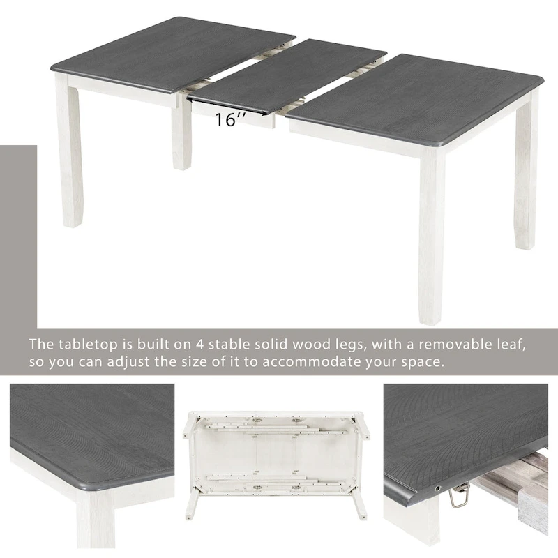 7-Piece Dining Table Set with Extendable Table and 6 Chairs