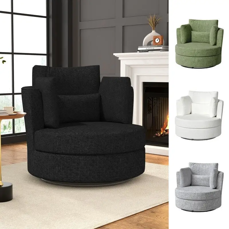Chenille Swivel Soft Modern Upholstered Accent Chair (Set of 2)