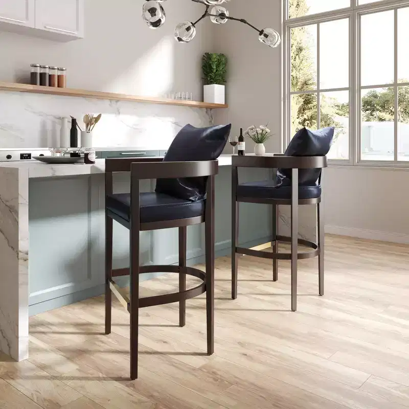 Set of 3 Ritz Upholstered Beech Wood Barstools - Manhattan Comfort
