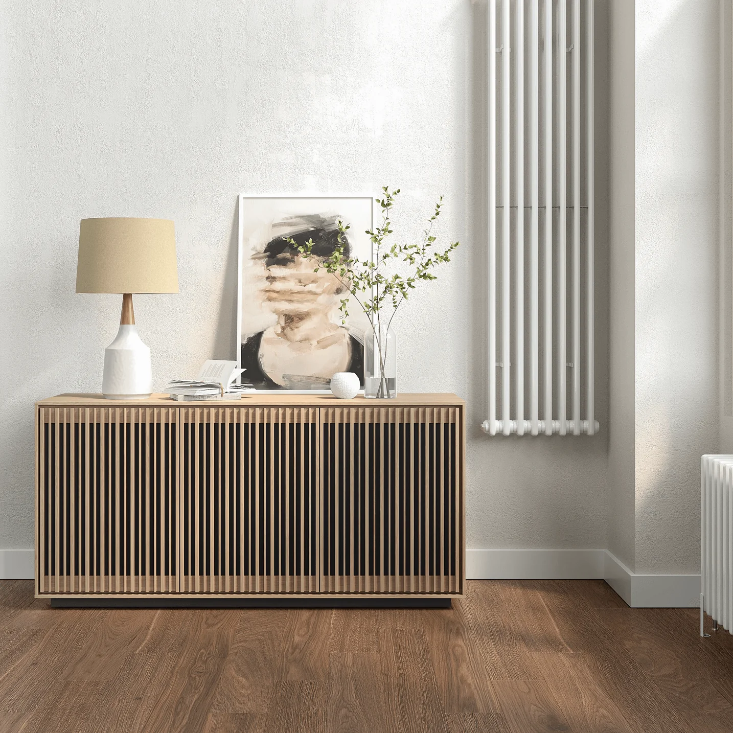 Washed Oak Entertainment Cabinet for Living Room
