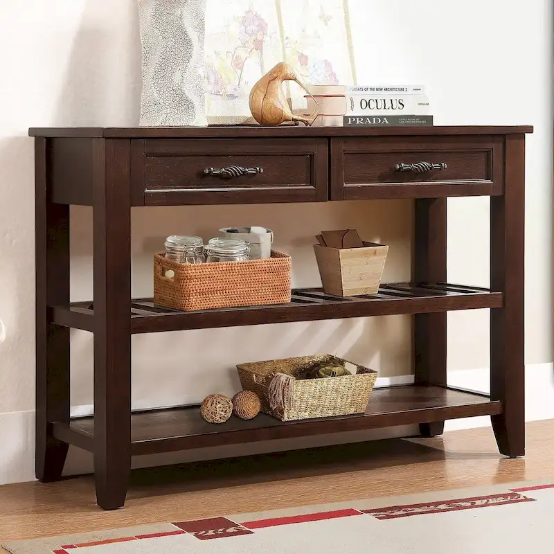 42 Console Sofa Table with Drawers and Tiers Shelves