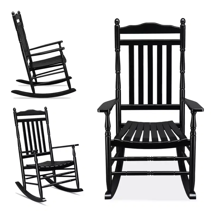 Karl Home | 27 in. Elegant Solid Wood Patio Rocking Chair
