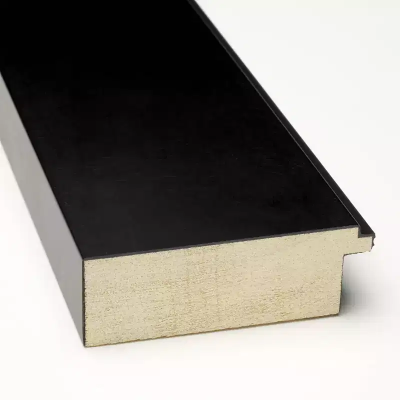 31" x 31" Non-Beveled Corvino Black Wood Wall Mirror - Amanti Art: Modern Square, Includes Mounting Hardware