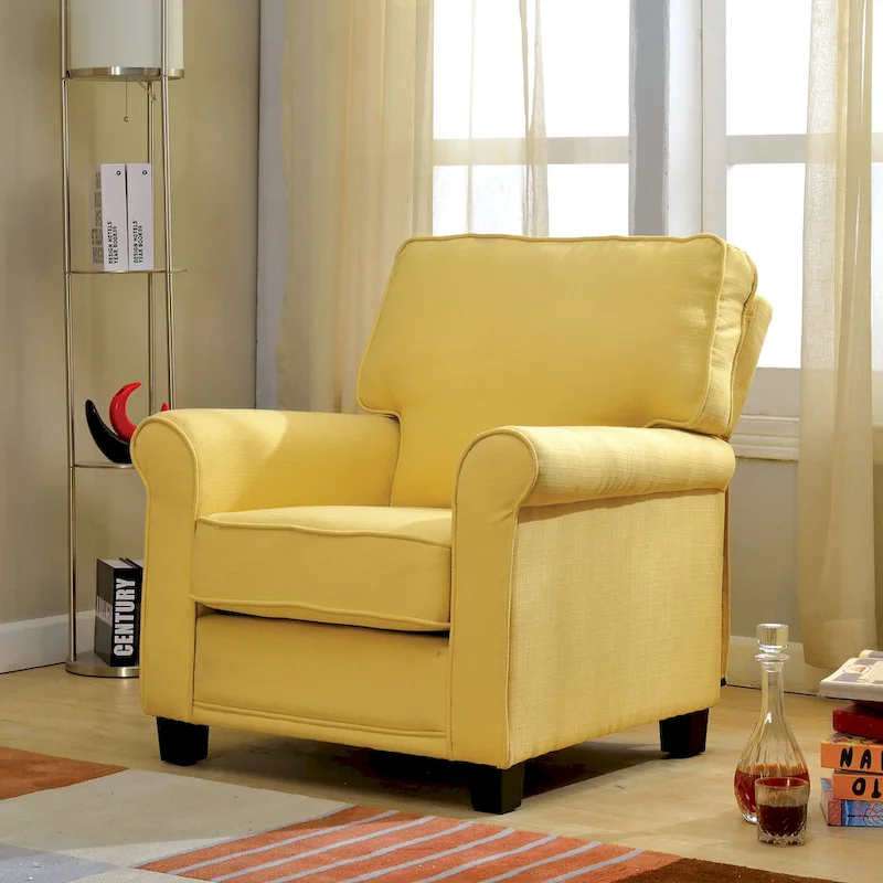 Charmayne Transitional Linen Padded Chair with Rolled Arms by Furniture of America