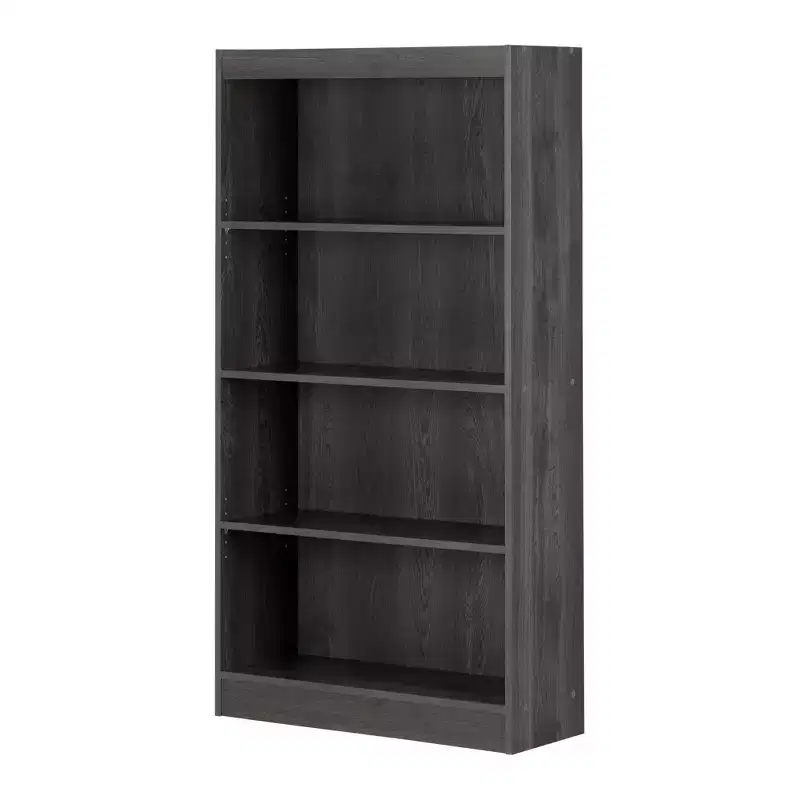 South Shore 56 4 Shelf Decorative Bookshelf: Gray Oak, Vertical Design, Particle Board Frame, 25 lb Shelf Capacity