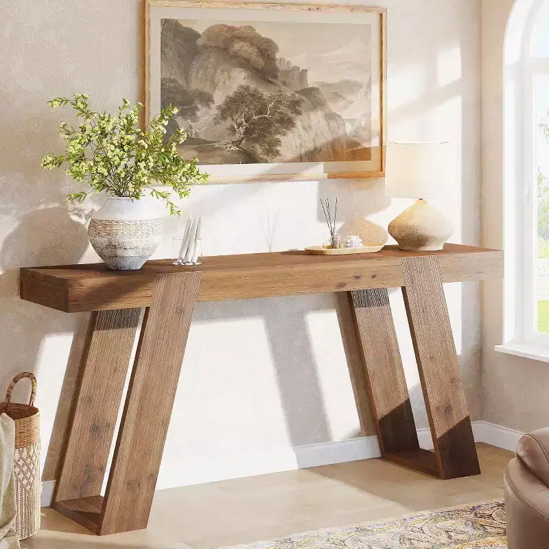 Lantine Solid Wood Console Table, 63 Farmhouse Sofa Table Behind Couch, Entryway Table for Hallway, Entrance, Foyer, Living Room