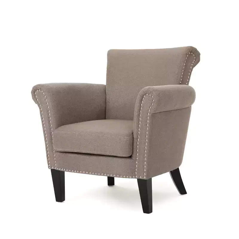 Brice Vintage Studded Club Chair – Nailhead Trim, 250 Lb Capacity